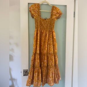 OPT smocked floral pink and marigold dress